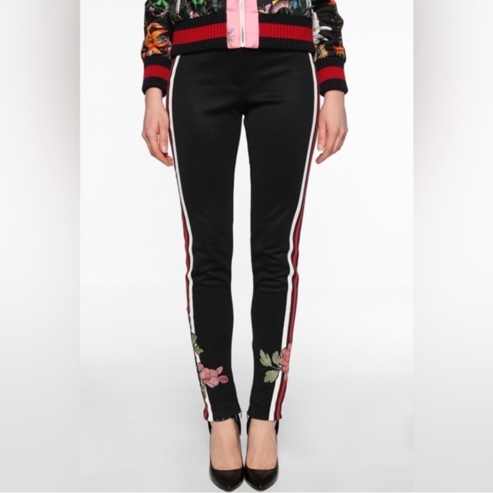 Gucci Sylvie Web Stripe Floral Stirrup Track Pants Leggings Small